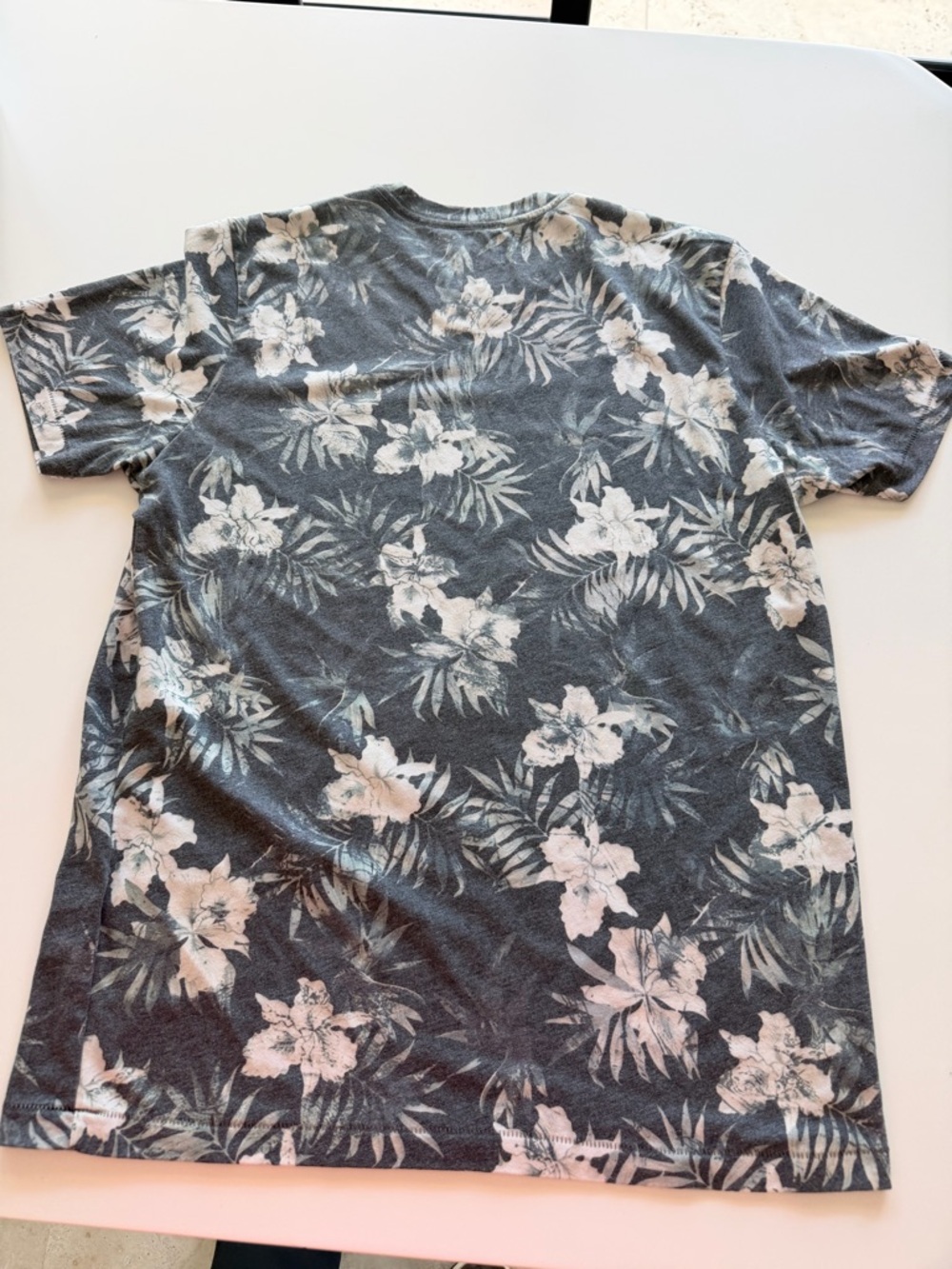 Sol Angeles Charcoal Tee with Pale Pink Floral Print - Picture 2 of 4
